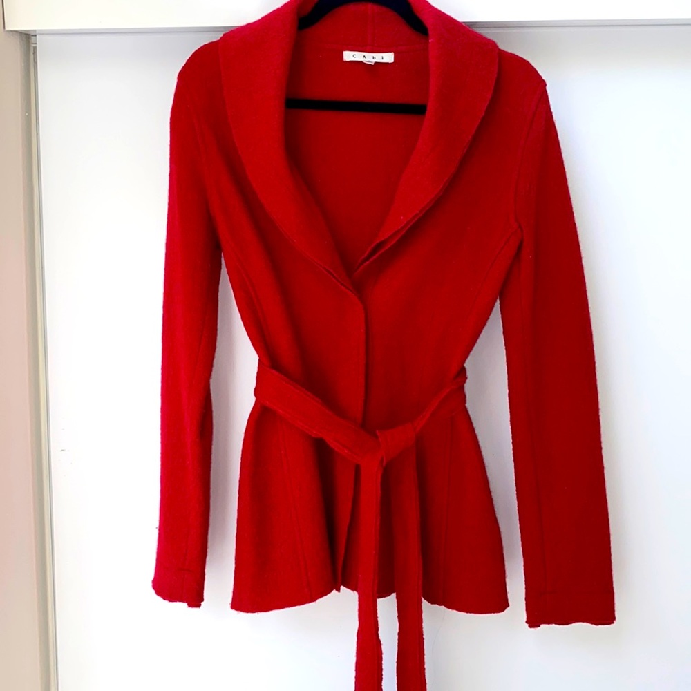 Cabi merino wool belted cardigan